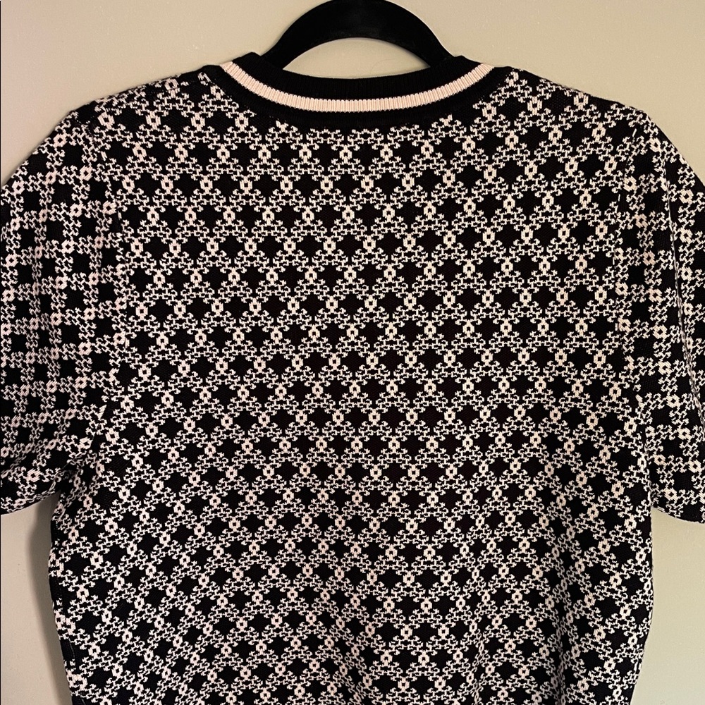 Adrianna Papell Black and Pink Geometric Short Sleeve Top - Picture 3 of 4
